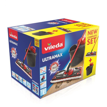 ZESTAW Vileda Ultramax Box Mop płaski + Wiadro + Wyciskacz + kij drążek