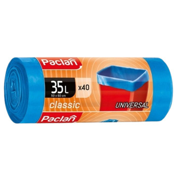 Paclan Worki na śmieci 35l  40 sztuk niebieskie mocne na rolce