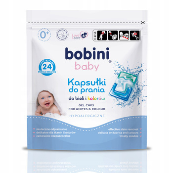 Bobini Baby Kapsułki do prania 24 szt uniwersalne białe i kolory