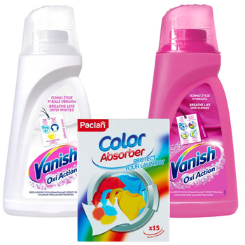 Vanish Oxi Action Odplamiacze 1l bialy i kolr chusteczki do prania