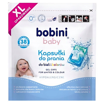 Bobini Baby Kapsułki do Prania dla dzieci Biel i Kolor XL  38szt