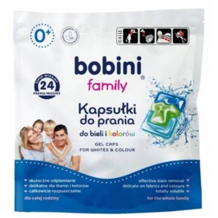Bobini Family Kapsułki uniwersal 24szt do prania białe i kolor
