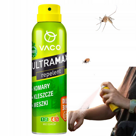 VACO AEROZOL na komary i kleszcze dla dorosłych  i dzieci powyżej 13 roku życia. DEET 30% 170ml