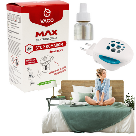 VACO MAX ELEKTRO NA KOMARY DO KONTAKTU + PŁYN 45ml do 60 NOCY